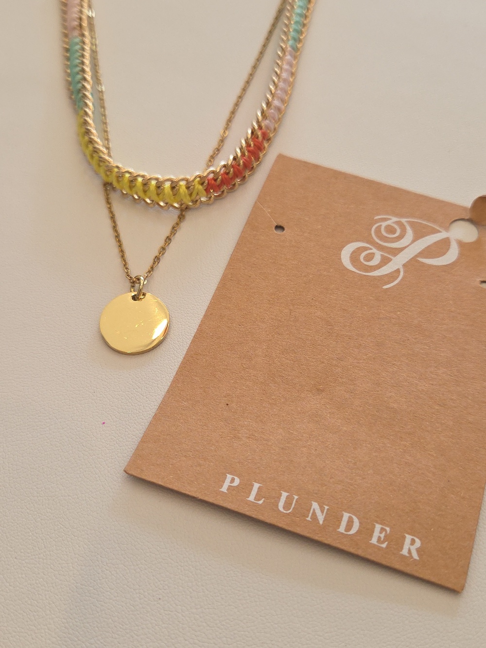 Boho Goldtone Layered Necklace Set with Braided Chain - Picture 2 of 3